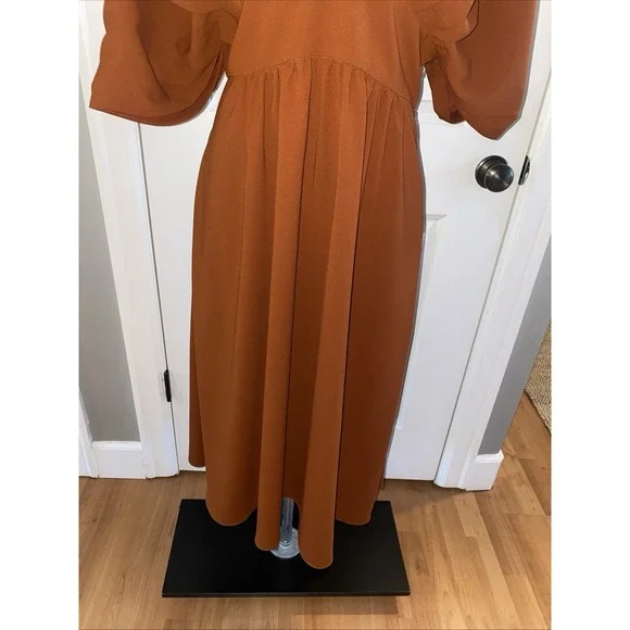 Alexia Admor August Draped Fit & Flare Midi Burnt‎ Rust Dress Size 12 - Picture 4 of 14